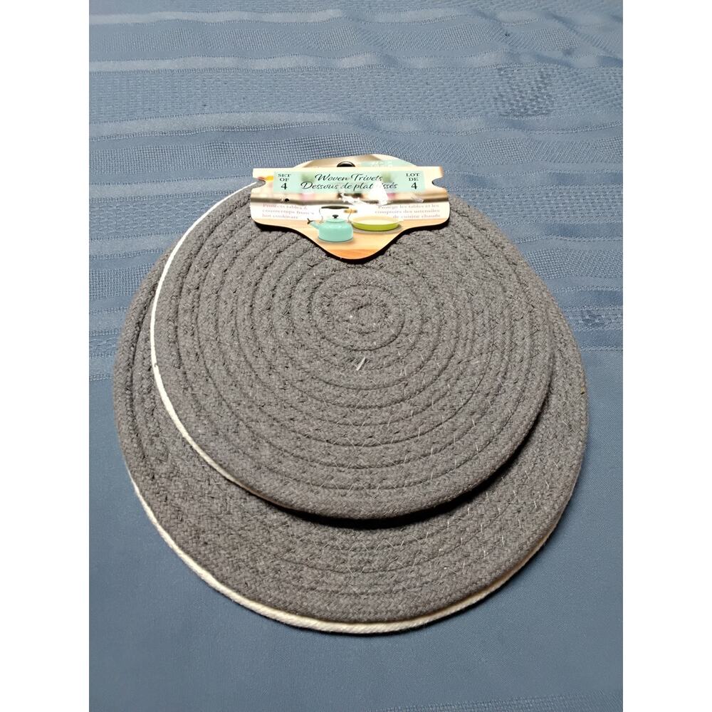 New lot of 4 Pioneer Woman woven Trivets Gray and White